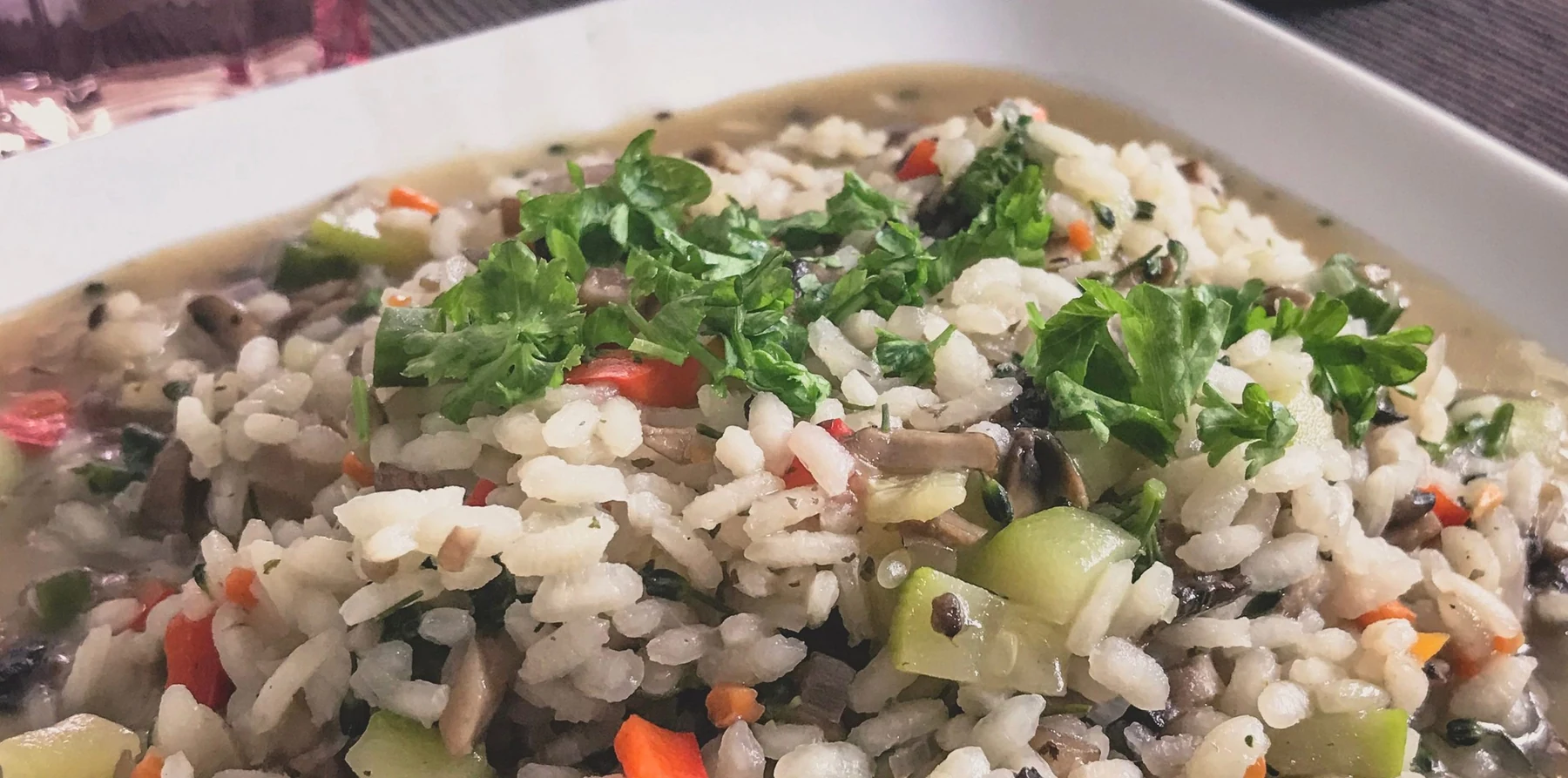 Risotto Primavera com Vegetais e Cogumelos
